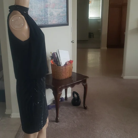 Cache 2 beaded mockneck & skirt flowy upper keyhole back - Picture 8 of 11